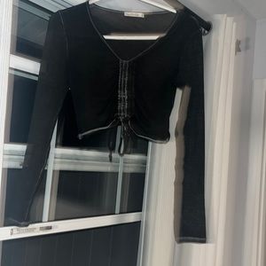 Long Sleeve See Through Grey Shirt Size S